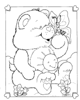 A coloring page of care bears